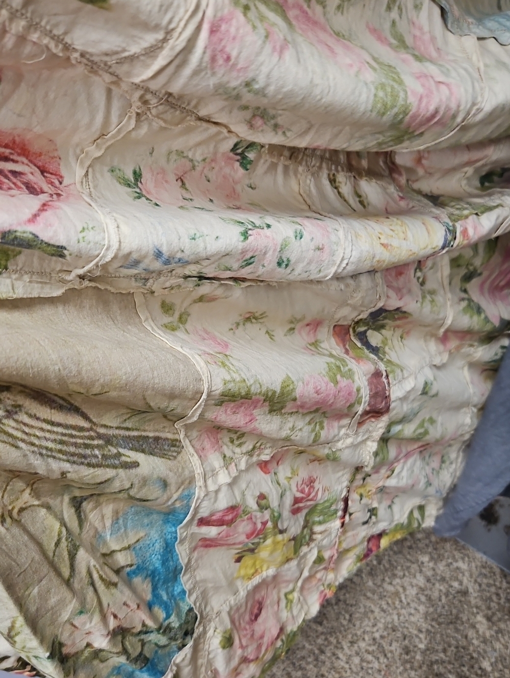 Magnolia Pearl Floral Patchwork Cotton Kimono Vintage Roses And Birds - Picture 10 of 12